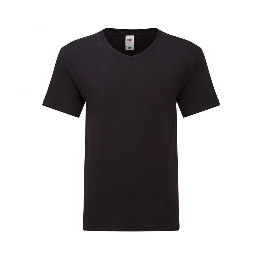 Fruit Of The Loom Mens Iconic 150 V Neck T-Shirt - Black - View 1