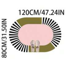 1pc Pink & Green Striped Oval Area Rug, Living Room Carpet, Washable Rug, Home Decor - Multicolor E - View 15