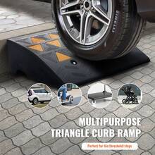Threshold Ramp 15.2 Cm Lift 2 PCS Rubber Ramps For Sidewalks 15T Load Capacity Wheelchair Access Ramp With Stable Grid Structure For Car And Motorcycle Passage 49.1x37x15.2 Cm - Black - View 2