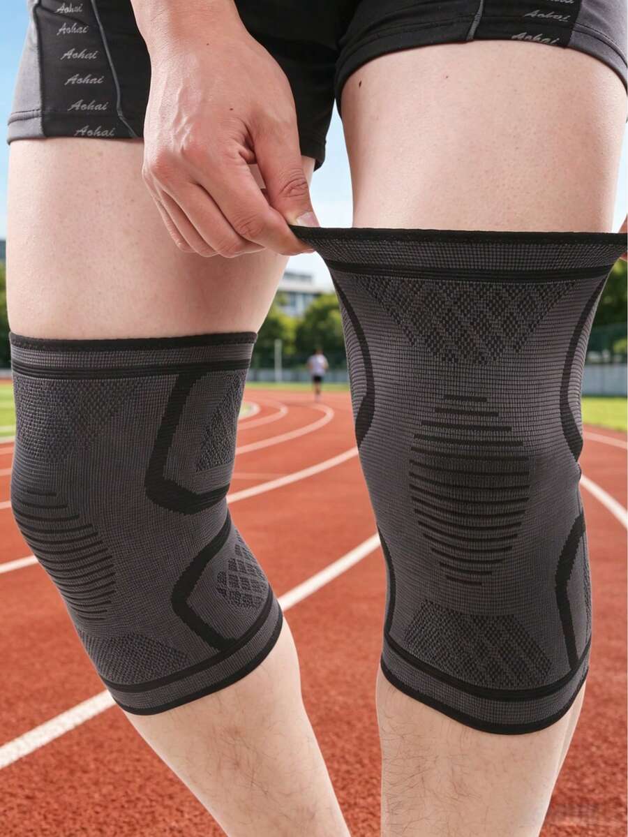 Unisex Silicone Anti-Slip Compression Knee Pads, Suitable For Basketball, Football, Hiking, Running, Absorb Sweat, Breathable, Elastic Sports Knee Supports