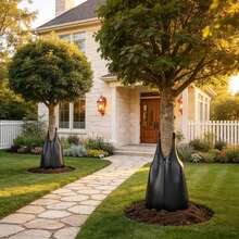75L PVC Tree Watering Bag 3pcs/5pcs Zippered Durable Irrigation Bag For Young Trees Shrubs Garden (Green/Black) - 黑色 - 查看 9