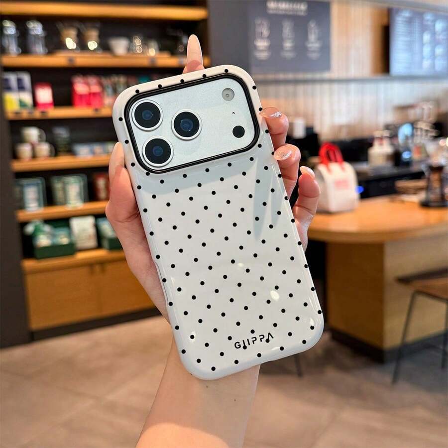 Una funda elegante para teléfono no incluye un cordón ni un soporte. Funda para teléfono GIIPPA de color blanco sólido con lunares y fondo azul marino, compatible con 17, 17, 16, 15, 14, 13, 12, 11, Pro, Plus, X, XS. - Blanco - Ver 1