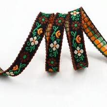 Chinese Crochet Edge Embroidered Jacquard Woven Ribbon DIY Bow Handmade Hair Clip Clothing Ribbon - Multicolor - View 11