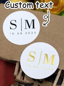LICVIC 30-240 Custom Wedding Initials Stickers, Personalized Name/Date Stickers, Custom Round Stickers, Customizable Wedding Stickers, Thank You Stickers, Party Stickers, Suitable For Wedding Celebrations, Birthday Gifts, Valentine's Day And Other Occasions - Style B - View 2