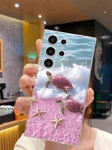 1件裝高級幸運粉色海灘海龜海星波浪軟保護手機殼，適用於 Honor Galaxy A04e/12/A13/A14/A34/A50/A52/A53/A54/S21/S22/S23/S24/S25/S25Ultra/S25FE/S26/S26 PLUS/S26 ULTRA/S26 EDGE/ 6A/7A/8A/ 12T/13T/15T/15 TPRO，[國際版而非本地版] - 無色 - 查看 4