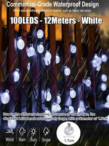 20/50/100 LED 太陽能水晶球串燈,長度 16.4/22.9/39.3 英尺,防水仙女燈串,8 種照明模式,適用於花園、庭院、陽台、露營、派對、婚禮、聖誕節、萬聖節、秋季、節日裝飾 - 太陽能花園燈 - 查看 19