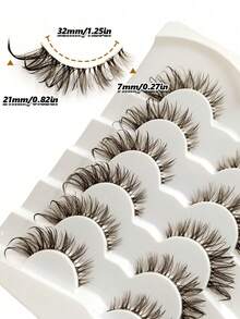6 pares de pestañas postizas de aspecto húmedo marrón, banda transparente, esponjosas reutilizables, extensibles, para maquillaje dramático rizado y ligero, herramientas de maquillaje - Negro - Ver 6