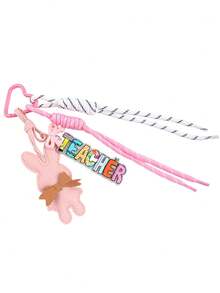 1pc Cute Braided Rope Teacher Keychain, Colorful TEACHER Acrylic Charm + Faux Leather Rabbit / Star / Heart Bag Pendant, Preppy Style Backpack Key Ring, Ideal Teacher's Day Appreciation Gift - 2828 - View 16