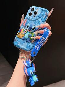 Disney Lilo And Stitch Phone Case : 3D Fluffy Pattern Border Protector Phone Soft Phone Case With A Free Cute Stitch Bracelet Chain Lanyard, Stitch, Lilo, Angel, For Apple 17 Promax 17 Pro 16 15 14 13 12 11 Pro Max XS Max X XR Soft Cover Summer Phone Case - 白色 - 查看 4