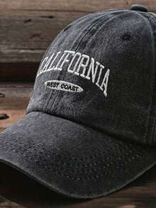 1pc Unisex Vintage Embroidered Letter Wide Brim Baseball Cap, Versatile Baseball Cap For Daily Casual Wear - Black - View 3