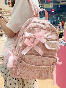 Minimalist Large Capacity Backpack - Pink - View 3