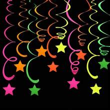 20/40pcs Reflective Neon Vortex Decorations - Colorful Hanging Tassels, Five-Pointed Star Fluorescent Spirals, Star Hanging Ornaments, For Ceiling, Birthday Party, Neon Party, Bar, Party Backdrop, Dance Party And Bachelor Party - One Size - View 3