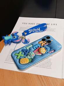Disney Lilo And Stitch Phone Case : 3D Fluffy Pattern Border Protector Phone Soft Phone Case With A Free Cute Stitch Bracelet Chain Lanyard, Stitch, Lilo, Angel, For Apple 17 Promax 17 Pro 16 15 14 13 12 11 Pro Max XS Max X XR Soft Cover Summer Phone Case - 白色 - 查看 6