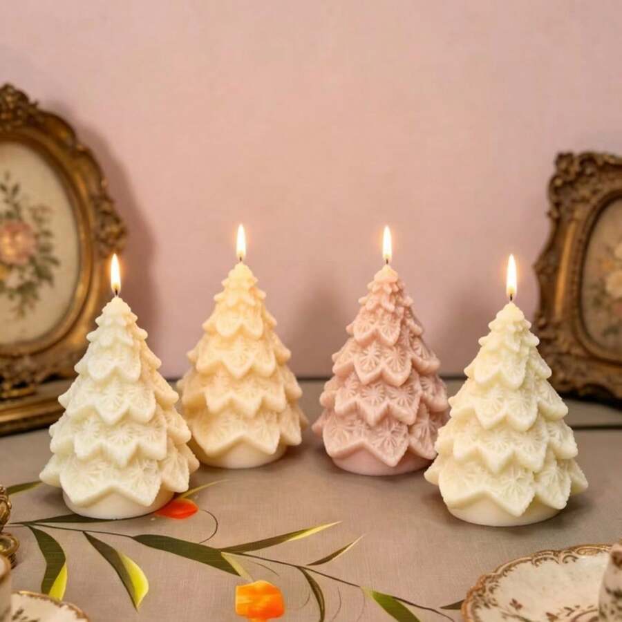 1 Stück Schneeflocken-Weihnachtsbaum Duftkerze Silikonform, Heimdekoration/Geschenkornament Gipsform, handgefertigte Epoxidharz-Gussform, künstlerische dekorative Ton-Gipsform - A-weiß - Übersicht 1