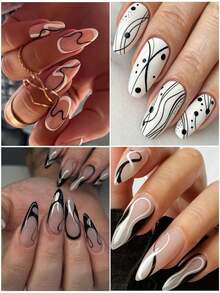 Conjunto de 4/2 Cores de Canetas para Arte de Unhas, Marcadores de Esmalte para Arte de Unhas 3D, Pincel de Linha para Desenho e Pintura para Arte de Unhas DIY, Ferramentas de Beleza e Manicure - Multicolorido - Visão 3