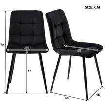 Dining Set (5 Pieces), Extendable Table For 4 People, Rectangular Table 140 X 80 Cm With 4 Chairs, Metal Frame, Black Velvet Chairs. - 黑與白 - 查看 7