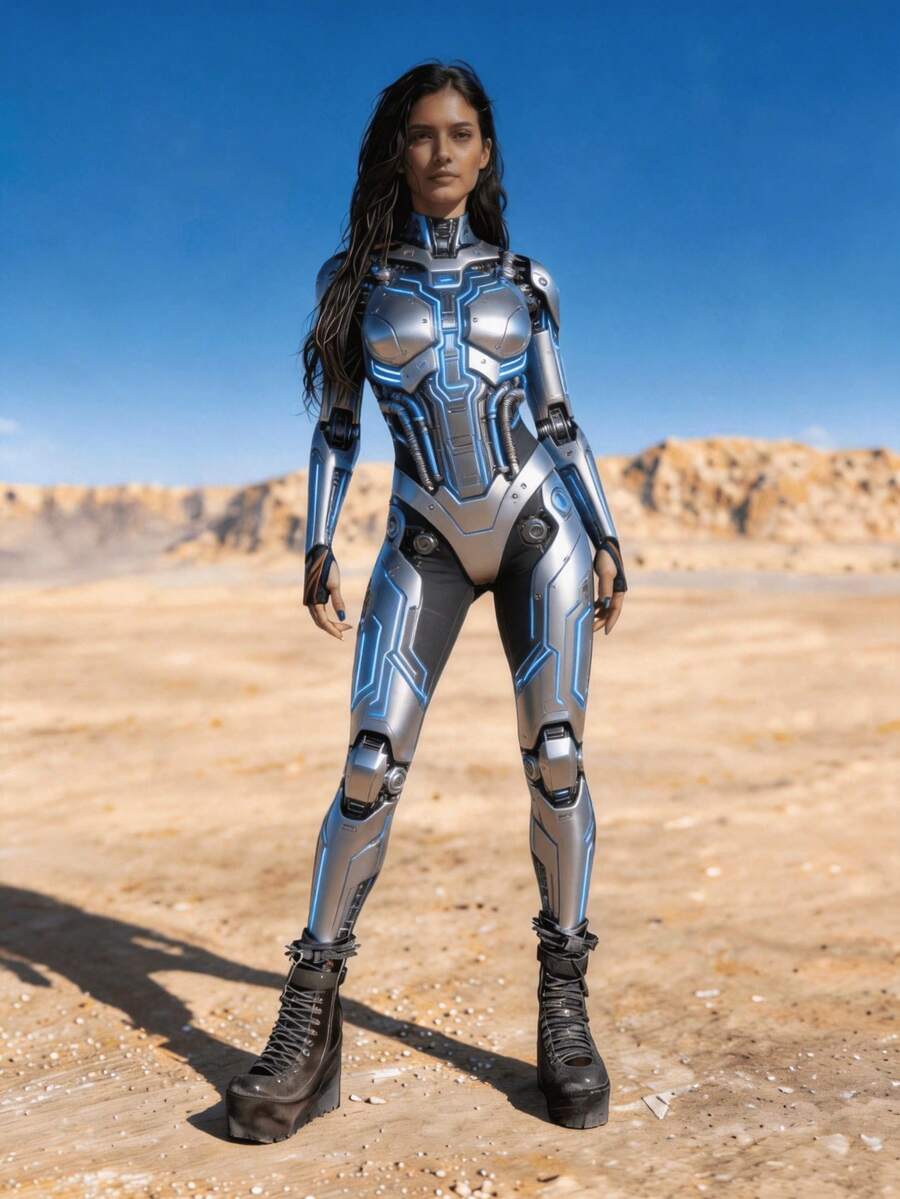 Future Warrior Jumpsuit, Music Festival Cosplay, Stage Performance Costume, Music Festival, Party Rave, Y2K Halloween Party, Role Play - Blue - View 1