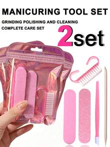 Nail File And Pink Cuticle Stick Set | Complete Manicure/Pedicure Tool Kit, Suitable For Travel, Salon - Multi-Functional Foot And Nail Care Set, Travel Portable Kit, Daily Use - Rose Red - View 12