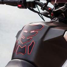 1pc Black Carbon Fiber Pattern Red Edge Motorcycle Fishbone Design Sticker, Adds Sporty And Personalized Style To Motorcycle. Effectively Prevents Scratches And Wear On Motorcycle Surface, Protects Paint, Especially For Fuel Tank Area - 3D Fishbone Creative Transformation Sticker - View 1