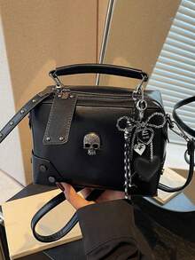 Nischen-Design Punk-Motorrad-Stil Totenkopf-Handtasche, modische Dekoration Gothic-Stil Schultertasche, geeignet für Halloween-Aktivitäten und Cosplay-Partys - Schwarz - Übersicht 8