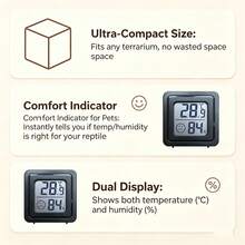 Reptile Enclosure Thermometer And Hygrometer, Digital Display, High-Precision Temperature And Humidity Monitor. A Practical Father's Day Gift For Reptile Enthusiasts (Batteries Included). - A - View 5