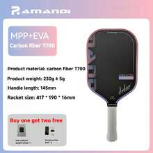RAMANDI Lucy V Pickleball Paddle, Multi-Layer T700SC Textured Carbon Fiber Pickleball Paddle, High-Performance MPP EVA Core - Pink - View 9