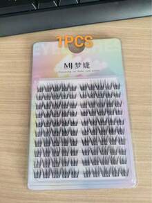100簇免膠岩糖橘色假睫毛 自然分段逼真 初學者適用 韓系風格 透氣輕盈不刺激眼瞼 適合上班族約會裸妝 睫毛簇套組 睫毛尖簇 - View 7