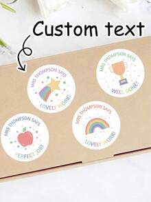 54-540 Custom Rainbow Trophy Stickers, Personalized Text Label Stickers, Customizable Thank You Stickers, Round Stickers, Customizable Party Stickers, Name Stickers, Birthday Gifts, Envelopes, Gift Boxes/Bags, Teacher's Day Gift - Style a - View 7
