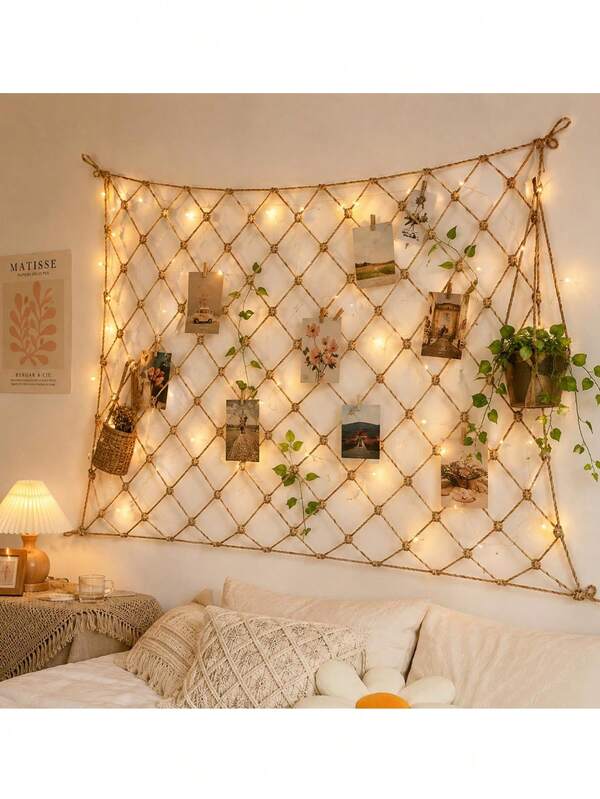 Vintage Jute Rope Covering Net, Available In 3㎡ And 2㎡ Sizes, Made Of Durable Jute Rope, Suitable For Garden Covering, Plant Climbing, Home Decor, Outdoor Patio Decoration
