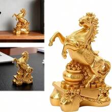 1pc Golden Horse Figurine, "Success On Horseback" Decorative Ornament, Auspicious Home And Office Decor, Suitable For Various Holiday Gifts - Horse - View 1