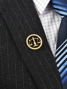 1pc Gold/Silver Stainless Steel Balance Scale & Wheat Ear Brooch, Five-Star French Emblem Style Lawyer Formal Pin, Judge & Legal Professional Suit Accessory, Law Professional Commemorative Gift Business Badge - Brooch - View 5