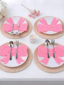 12pcs/Set Bow Cutlery Holder With Bow, Pink Bow Party Tableware Packaging Decoration, Baby Shower Party Tableware Decor, Wedding Party Supplies, Bow Birthday Party Table Decor, Gender Reveal Party Decor, 1st Birthday Party Supplies, Bridal Shower Anniversary Decor, Wedding Table Decor, Table Decor, Girls Birthday Party Decor, Baby Shower Party Supplies, Baby Shower Gift Party Favors For Her/Him, Christmas New Year Decor - Pink - View 8