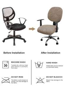 2pcs/Set (Backrest Cover + Seat Cushion Cover) Solid Color Jacquard Separate Office Chair Cover, Modern Style Elastic Polyester Separate Office Chair Cover, Suitable For Office, Study Room And Home Use, All Seasons - Camel - View 5