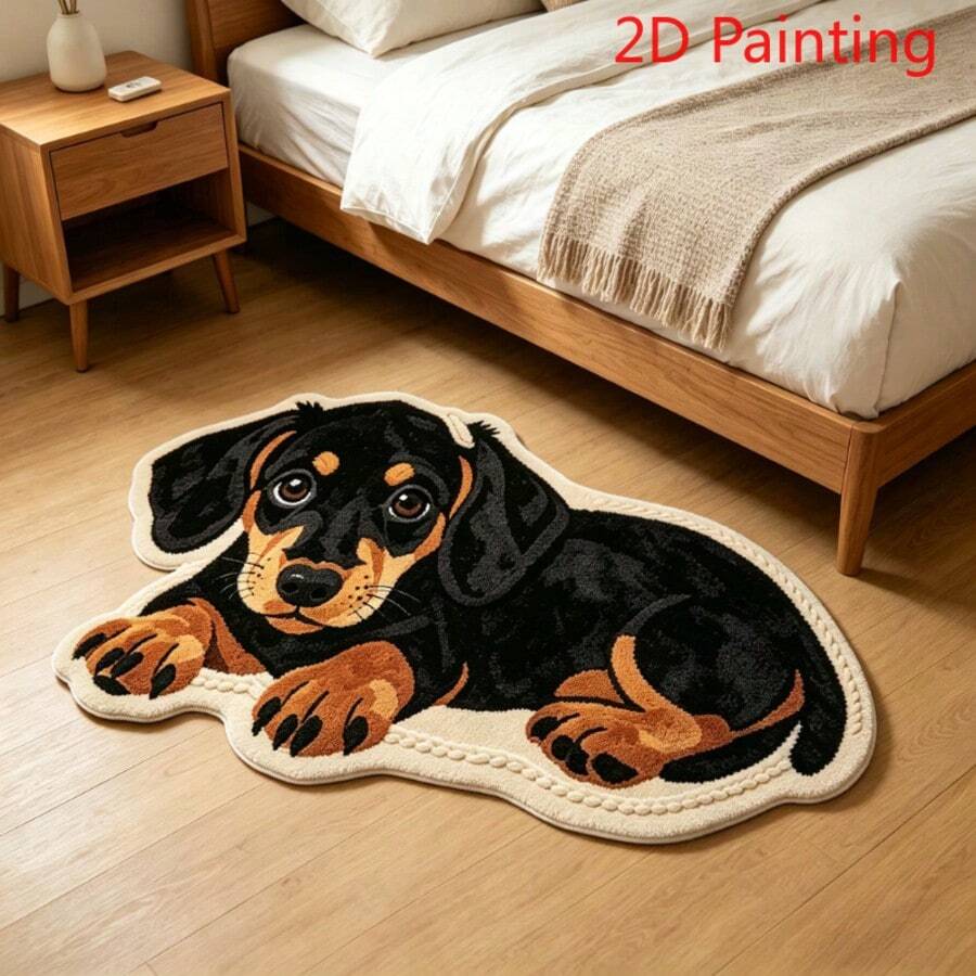 1PC Cute Dog Various Shapes, Asymmetric Shaped Rug, Soft And Adorable Childhood-Inspired Decorative Rug, Unique Design Asymmetric Shaped Rug, Cute Cartoon Rug, Bedroom Decor, Small Rug, Rug, Home Decor, Living Room Rug, Living Room Small Rug, Outdoor Rug, Washable Rug, All Seasons, Spring, Summer, Autumn, Winter, Decorative Rug, Suitable For Christmas, Bathroom Accessories, Room Decor Set, Manual Measurement May Have 1-5cm Error, Please Be Cautious When Purchasing If You Mind.