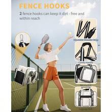 Pickleball Bag Women With Paddle Pocket-Fits 2 Paddles, Puffer Pickleball Tote With Shoe Compartment Fence Hook - Black & White - View 5