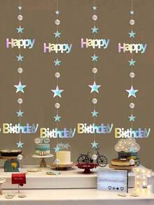 4/1件 虹彩生日快樂橫幅裝飾,星星與圓點紙流蘇,生日派對、慶祝、週年紀念、房間裝飾、派對背景牆掛飾、禮物 - 生日快樂 - 查看 8