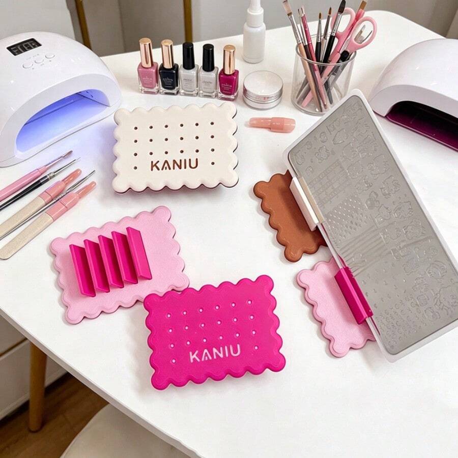 1pc Mini Desktop Nail Art Stamping Plate Storage Rack, Nail Sticker And Metal Plate Organizer, Nail Art Stamping Plate Display Stand, Multi-Compartment Nail Sticker Storage Box For Nail Salon - Multicolor - View 1