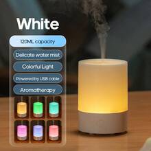 kinscoter 1pc USB Mini Aroma Diffuser, 120ml Capacity, Compact & Portable, Ultrasonic Air Humidifier, Lightweight Color Night Light, Essential Oil Diffuser, Suitable For Office, Home And Hotel - White - View 12