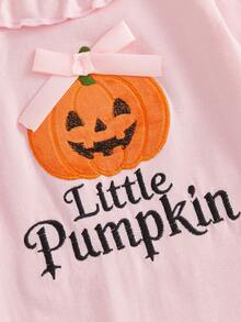 Toddler Girls' Jumpsuit Long Sleeve Crew Neck Pumpkin Ghost Casual Romper Halloween Clothes For Casual Daily And Party - Pink - View 8