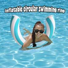 1pc Inflatable Ring Swim Ring, Inflatable Curved Pool Float, PVC Inflatable Ring Swim Ring Water Lounger, Adult Inflatable Swim Ring - Durable PVC Material, Blue, Pink, Suitable For Pool Parties And Outdoor Fun Curved Pool Float (Pump Not Included) - Multicolor - View 1