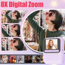 Cámara instantánea con zoom 8x, video 1080P de alta definición, fotografía con múltiples efectos, adecuada como cámara de ocio, 4 efectos de foto incorporados, juegos de entretenimiento mini, regalo ideal para vacaciones, cumpleaños, regalo creativo, batería de 1300mAh - Ver 6
