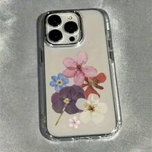 Funda de celular con diseño de flores secas elaborada en TPU de alta calidad, ligera, antiimpacto y antideslizante con estilo de actual, compatible con iPhone 11,12,13,14 Plus,15 Pro,16 Pro Max,17,17PRO,17PRO MAX - transparente - Ver 1