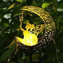 1/2 piezas Luces solares de jardín con estaca de hada de luna, luces decorativas LED de bola de vidrio agrietado para exteriores, luces solares impermeables para paisaje, adecuadas para patio, césped, terraza, camino y macizo de flores, decoración de jardín de hadas, regalo de decoración festiva - Lámpara de jardín de hadas - Ver 6