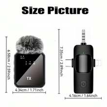 ACHAVE 3 In 1 Microphone For IPhone/Android/Camera, Wireless Microphones, 328ft Transmission, 18H Battery Life, Mini Microphone For Record Interview, Vlogs, Tiktk - 查看 3