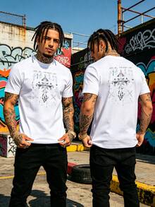Herren Schlichte Rundhals Kurzarm Lässig Top, Alltags T-Shirt - White - View 1