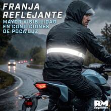 Waterproof Motorcycle Suit: Jacket With Hood, Visor, And Pants With Reflective Strips - A - View 10