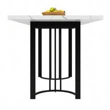 Dining Set (5 Pieces), Extendable Table For 4 People, Rectangular Table 140 X 80 Cm With 4 Chairs, Metal Frame, Black Velvet Chairs. - 黑白1 - 查看 5