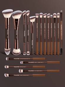 MAANGE 5/11/13/16/18/21件組專業化妝刷套組，含化妝包與配件，包含修容刷、眉刷、腮紅刷、底妝刷、蜜粉刷、修容遮瑕刷，柔軟纖維材質，適用於梳妝台、浴室、梳妝桌與工作台，居家、旅行或戶外使用，旅行必備，送給女性與女孩的精美禮物 - 鏽棕色 - 查看 6