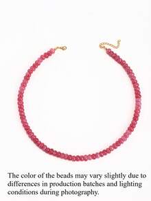 1PC 9mm Natural Stone Beaded Necklace For Women, Boho Oval Bead Choker, Colorful Statement Chain Jewelry, Summer Beach Gift - Multicolor - View 15