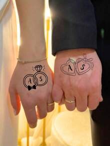1/10/20/30/60 Pcs Custom Text Couple Temporary Tattoos, Personalized Wedding Ceremony Couple Tattoos, Bride And Groom Name Tattoos, Waterproof Personalized Couple Matching Tattoos - Multicolor - View 7
